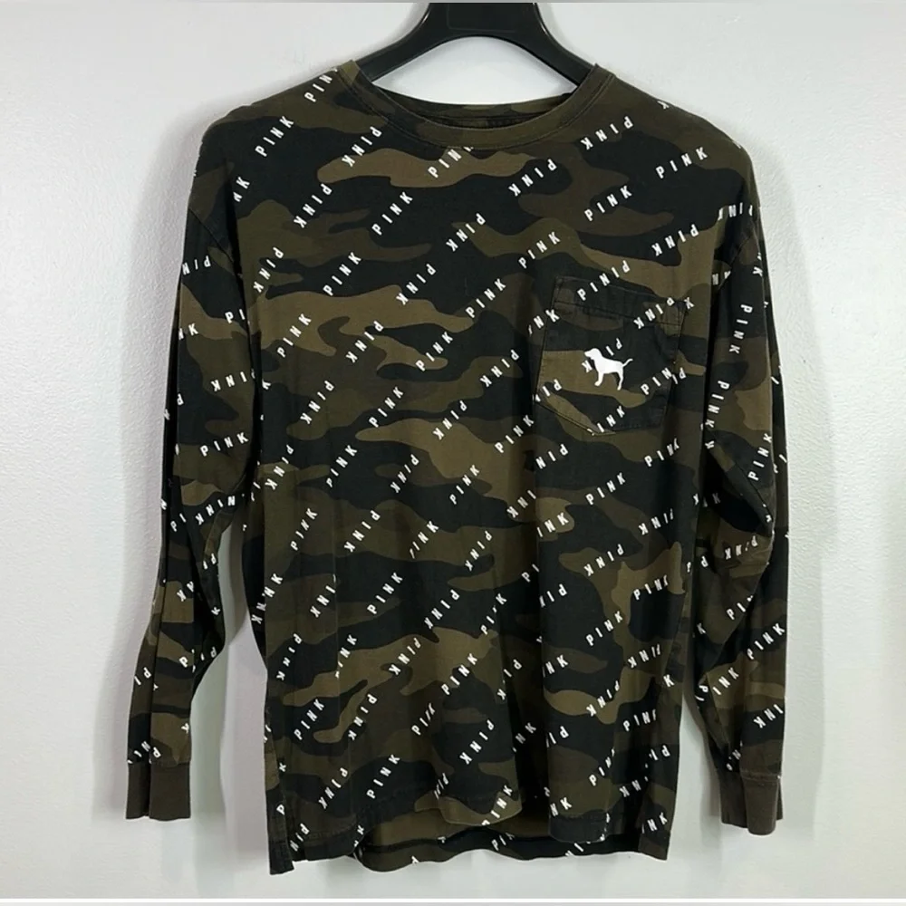 PINK Victoria’s Secret Camo Long Sleeve Tee – Size Medium - Picture 2 of 7